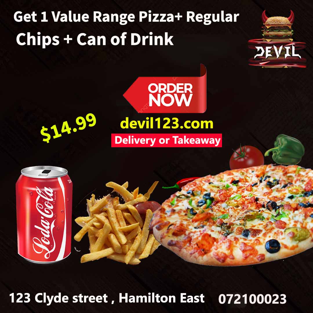 Get 1 Value Range Pizza + Regular Chips + can of drink Only for $14.99